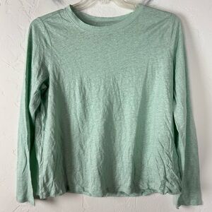 Eileen Fisher‎ Shirt Knit Top Tee Crew Neck Jersey Seafoam Green Organic Linen